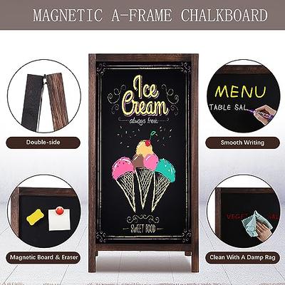 Harloon Magnetic A Frame Chalkboard Sign with 8 Pcs Chalk Markers and  Eraser 40 x 20 Standing Sandwich Board Double Sided Magnetic Sidewalk  Chalkboard Sign for Restaurant Wedding Shop (Black) - Yahoo Shopping