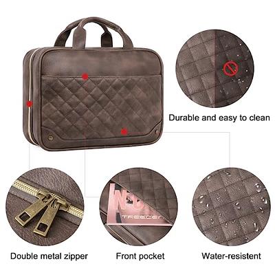 CLUCI Toiletry Bag for women / men Leather Travel Bag Water-resistant Large  Makeup Cosmetic Bag Travel Organizer for Accessories with Hanging Hook