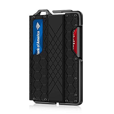 Grid Card Wallet with Clip Slim Wallet for Men, Aluminum Metal