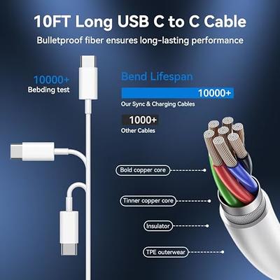  iPhone 15 Charger Cord,USB C to USB C Charging Cable 2Pack 10Ft  Long Type C to C Fast Charger Cord for Apple,for iPhone 15/15 Pro/15 Plus/15  Pro Max,for iPad Air 5/Mini