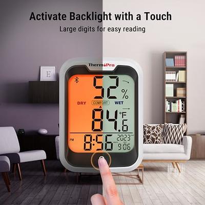 ThermoPro TP358 Bluetooth Thermometer for Room Temperature with Built-in  Clock, Smart Temperature Sensor and Humidity Meter with Backlit, 260Ft  Hygrometer Indoor Thermometer for Home Greenhouse - Yahoo Shopping