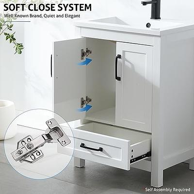 Eclife 36 Bathroom Vanities Cabinet with Sink Combo Set,Matte Black  Faucet,Undermount Ceramic Sink with Thickened Wood