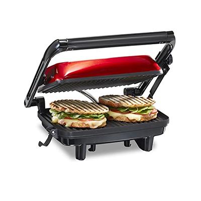 OVENTE Electric Panini Press Sandwich Maker with Non-Stick Coated Plates,  Opens 180 Degrees to Fit