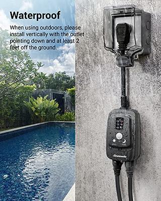 DEWENWILS Waterproof Light Sensor Timer with 2 Grounded Outlets