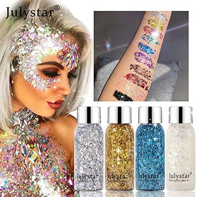 Mermaid Body Glitter Holographic Glitter Liquid for Festival Make Up,Face  Glitter Sequins Chunky for Hair and Eyeshadow Long-Lasting No Glue Needed