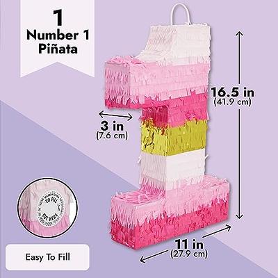 Number 1 Pinata, Pink and Gold for Girls 1st Birthday Party