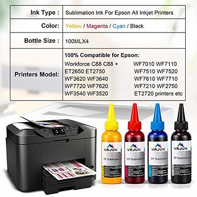 Printers Jack 400ml Yellow Sublimation Ink Refill for Epson C88 C88+ WF7710 ET2720 ET4700 ET2760 ET2750 Inkjet Printers Heat Press Transfer on Mugs