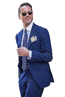 Men Pinstripe Suit Set for Men 2 Piece Pinstripe Suit Slim Fit Casual Dress  Suits Blazer Pants Royal Blue Suits 40 M - Yahoo Shopping