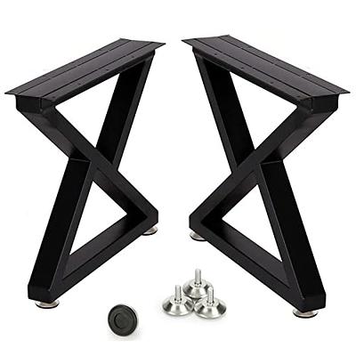 Dining Table Legs 28 inch Height x 17.7 inch Wide with Adjustable Protector  Feet, Industrial & Rustic Style Heavy Duty Metal Furniture Legs for