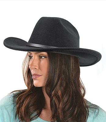 Classic Felt Wide Brim Western Cowboy & Cowgirl Hat with Buckle for Women and Men