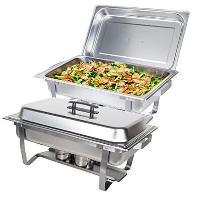 Valgus 8QT Stainless Steel Chafing Dish Buffet Chafer Set with Foldable  Frame Water Trays Food Pan Fuel Holder and Lid Food Warmers for Parties,  Banquet, Buffets, Wedding, Dining 2 Pack - Yahoo Shopping