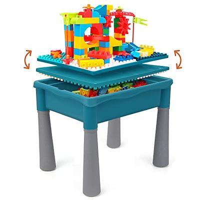 Lego Table with Detachable Two 2-Sided Lego & Duplo Baseplates/boards/mats by Nilo | (n34n Activity Table No Holes, 24x32x20 and 2x Green Base PLA