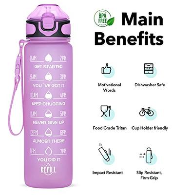 Water Bottle with Straw Carry Leak-Proof BPA-Free, Ensure You Drink Enough  Water for Fitness, Gym, Camping, Outdoor Sports 