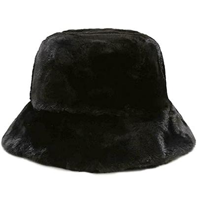 Winter Faux Fur Furry Black Bucket Hat Fluffy Fuzzy Warm Hat Plush  Fisherman Hat for Women Teens Girls - Yahoo Shopping