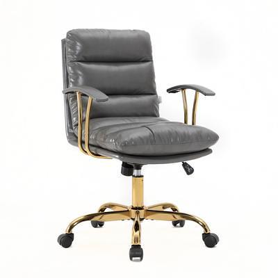 LeisureMod Regina Modern Padded Leather Adjustable Executive Office Chair with Tilt & 360 Degree Swivel, Saddle Brown