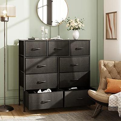 WLIVE 9-Drawer Dresser, Fabric Storage Tower for Bedroom, Hallway, Nursery,  Closets, Tall Chest Organizer Unit with Textured Print Fabric Bins, Steel  Frame, Wood Top, Easy Pull Handle, Charcoal Gray : : Home