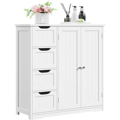 Smilemart Wooden Slim Bathroom Floor Cabinet for Small Space, White