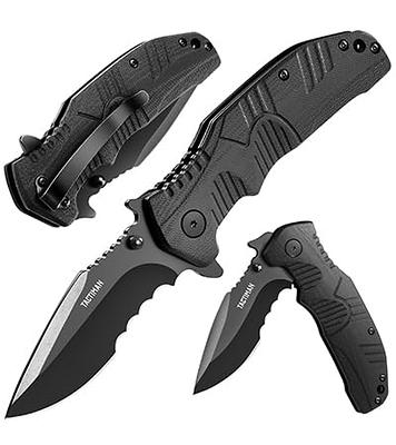 TACTIMAN Pocket Folding Knife Survival Gear Tactical Knife with Liner Lock Stainless  Steel Blade in Black Oxidation G10 Handle Reversible Pocket Clip Gifts for  Men Dad Husband - Yahoo Shopping