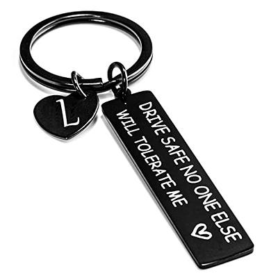 Yishanquanxinsi-US Drive Safe Keychain For Boyfriend: Valentines Day Gifts  For Men 26 Initials Key Chain Cute Gifts For Him (BLACK-L) - Yahoo Shopping