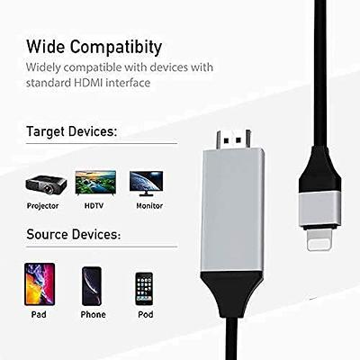 Lightning to HDMI,Apple MFi Certified Lightning to HDMI Adapter iPhone iPad  iPod to TV, 2K No Power Needed iPhone HDMI Adapter Sync Screen Connector