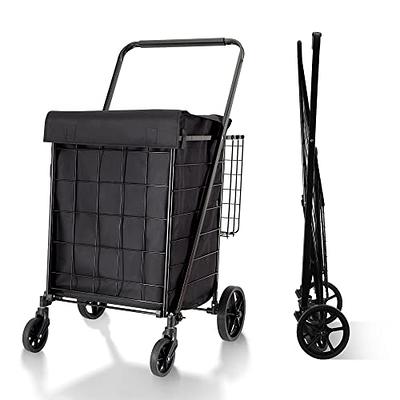 Small Folding Utility Cart with Wheels, Black
