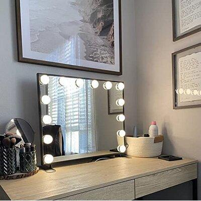 Hollywood Touch Duo Tone Wide Lighted Makeup Mirror with 14 LED Bulb Vanity  Mirror with Touch Sensor - Yahoo Shopping