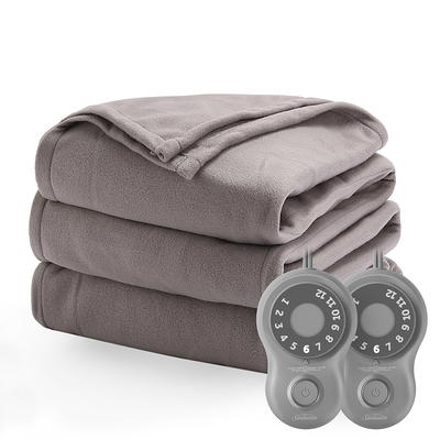 Mainstays Soft Fleece Electric Heated Blanket, Gray, Twin, 62x84, 1  controller, all ages