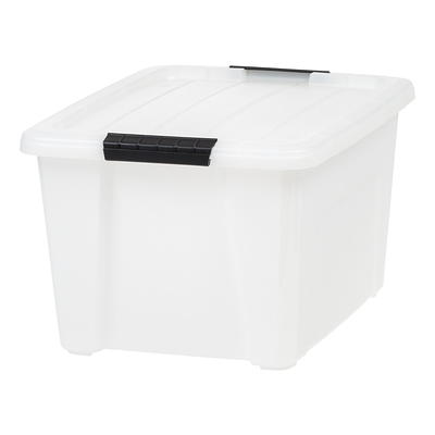 Iris 6.5 Gallon Clear Plastic Storage Boxes with Blue Lid, Pack of 4