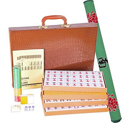 Mahjong Set MahJongg Tile Set Chinese Mahjong Set, 144 Numbered Melamine  Tiles Large Tile with Carrying Travel Bag Chinese Mahjong Game Set (Color 