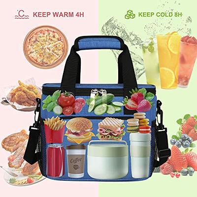 Men's Work Lunch Box Insulated large lunch bag Leak-free Adult women's lunch  Box Cooler Travel Beach Picnic Office, black 