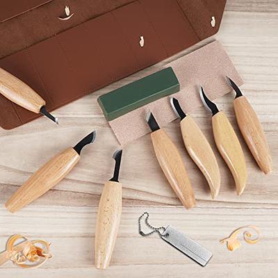 12pc Wood Carving Detail Chip Knives w/Leather Tool Roll