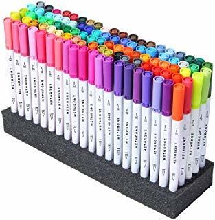 Hethrone Markers for Adult Coloring - 100 Colors Dual Tip Brush Pens Art  Markers Set, Fine Tip Markers for Calligraphy Painting Drawing Lettering  (100
