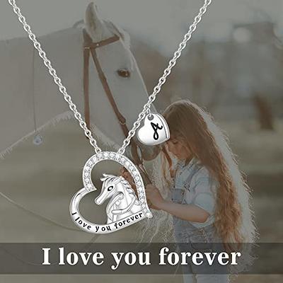 Silver Girl And Horse Necklace For Girls, Horse Jewellery Gifts For Women  Teenage Girls, S925 Sterling Silver Necklace Horsey Things For Girls Horse