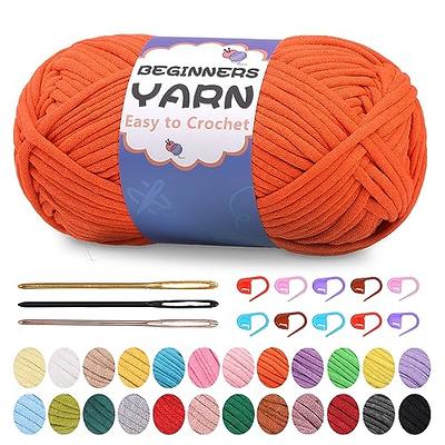  200g Yarn for Crocheting, Crochet Yarn, Easy Yarn for Beginners  with Easy-to-See Stitches, Stitch Marker, Big Eye Blunt Needle, Beginner  Yarn for Crocheting (Dark Red)