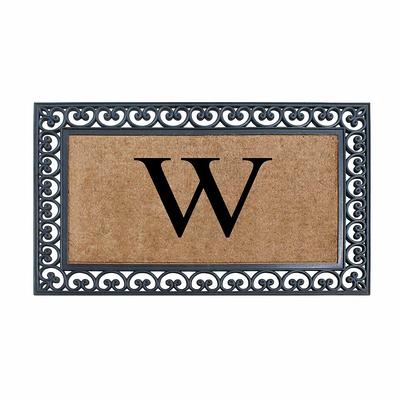 A1 Home Collections A1hc Welcome Flock Black/Beige 24 in x 39 in Natural Coir Thin-Profile Non-Slip Outdoor Durable Doormat