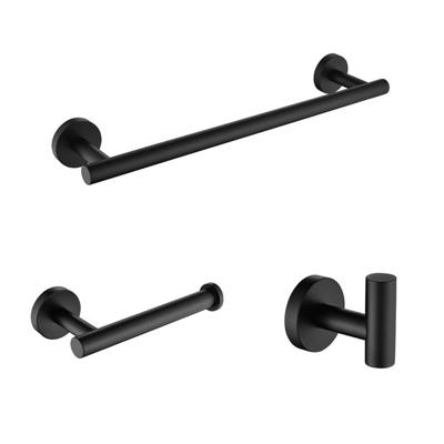 3-Pieces Bathroom Hardware Accessories Set with Towel Bar Toilet Paper  Holder Towel Hook in Stainless Steel, Black - Yahoo Shopping