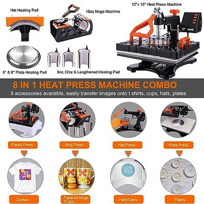 Heat Press Machine 12x15 Inch 8 in 1 Combo for T-Shirt/Mug/Hat/Cap/Plate,  360° Swing Away DIY Digital Industrial-Quality Heat Transfer Sublimation  for Home Use, Businessman - Yahoo Shopping