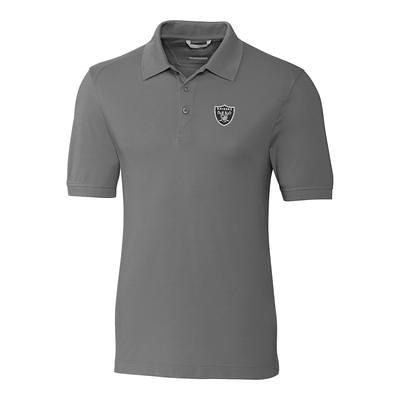 Men's Cutter & Buck Steel Las Vegas Raiders Throwback Logo Prospect  Textured Stretch Polo