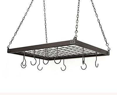 Ceiling Hanging Pot Rack Multi-purpose Ceiling Mount Grid Pot Pan Rack  Hanger Organizer Shelf for Home Restaurant Kitchen Cookware 