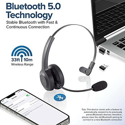 Gixxted Bluetooth Headset, Trucker Bluetooth Headset with Noise Canceling  Microphone, 60 Hours Working Time Wireless on-Ear Headset for Computer Cell