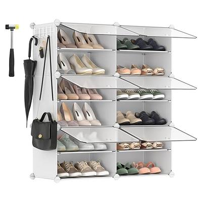 HOMIDEC homidec shoe rack, 8 tier shoe storage cabinet 32 pair plastic shoe  shelves organizer for closet hallway bedroom entryway