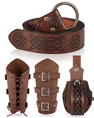  HiiFeuer Medieval Vintage Faux Leather Bracers, Retro Buckle  Fastening Mercenary Arm Guards, Costume Knight Gauntlets (Black A) :  Clothing, Shoes & Jewelry