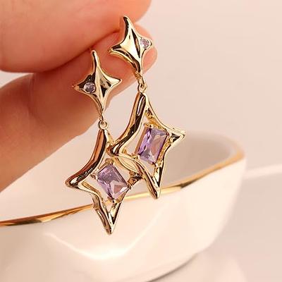  Colorful Crystal Star Earrings for Women Dangling Silver Star  Drop Earrings Star Dangle Earrings for Teen Girls Star Jewelry : Clothing,  Shoes & Jewelry