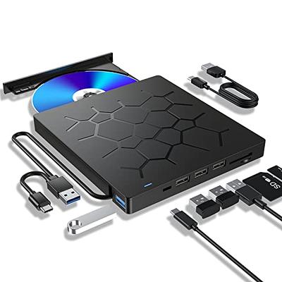 External CD/DVD Drive for Laptop, 7 IN 1 USB 3.0 Ultra-Slim Portable DVD  Player