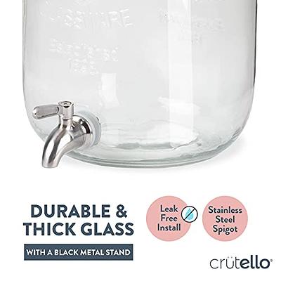 2 Gallon Glass Beverage Dispenser with Infuser, Metal Base, Stainless Steel  Spigot & Hanging Chalkboard - Outdoor Drink Dispenser for Lemonade, Tea