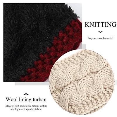 GORTIN Winter Headbands Knitted Headbands Fuzzy Thick Head Wrap Women's Ear  Warmer Hair Band Elastic Fleece Lined Head Band Stretch Cable Headband for