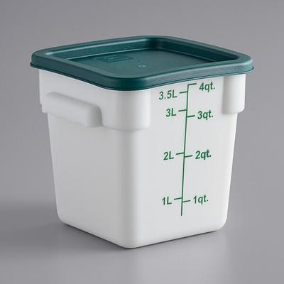 Vigor White Square Polyethylene Food Storage Container and Green