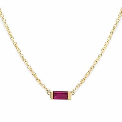 Baguette Choker Diamond Necklace With Pink Sapphire In 14K Rose Gold