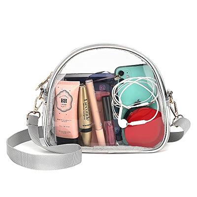 Youngever Clear Cross-body Purse, Stadium Approved Clear Vinyl Bag, Adjustable Strap, Extra Inside Pocket
