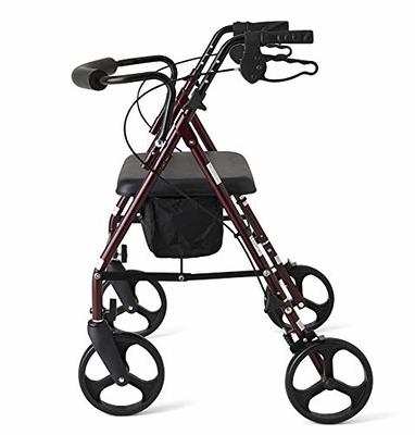 Oasisspace Heavy Duty Rollator Walker - Bariatric Rollator Walker with Large Seat for Seniors Support Up 500 lbs (Blue)